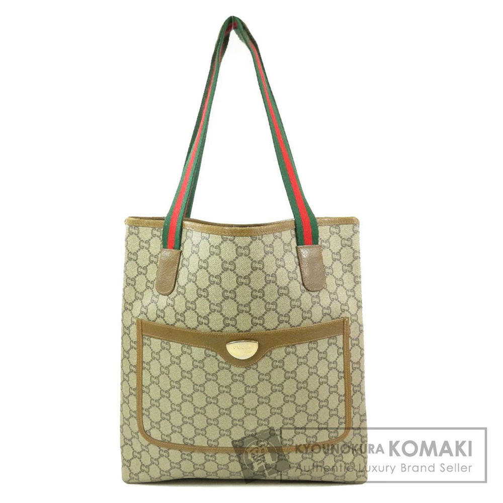 Gucci GG Plus Supreme Web Sherry Line Tote Bag Brown